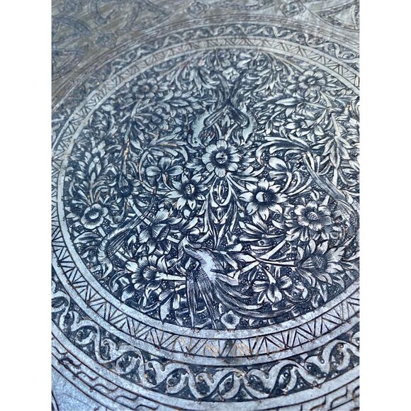 Set of Three Decorative Tray Middle Eastern Engraved Patina 19” - Picture 5 of 11